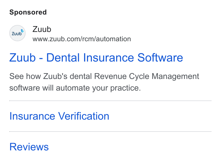 Zuub ad on Google Ads: Zuub - Dental Insurance Software See how Zuub's dental Revenue Cycle Management software will automate your practice. Insurance Verification Reviews