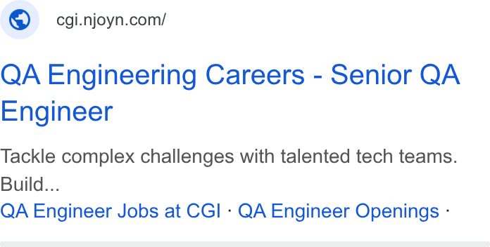 Njoyn ad on Google Ads: QA Engineering Careers - Senior QA Engineer Tackle complex challenges with talented tech teams. Build... QA Engineer Jobs at CGI - QA Engineer Openings -