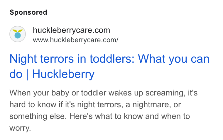 Huckleberry Labs ad on Google Ads: www.huckleberrycare.com/ Night terrors in toddlers: What you can do | Huckleberry When your baby or toddler wakes up screaming, it's hard to know if it's night terrors, a nightmare, or something else. Here's what to know and when to worry.