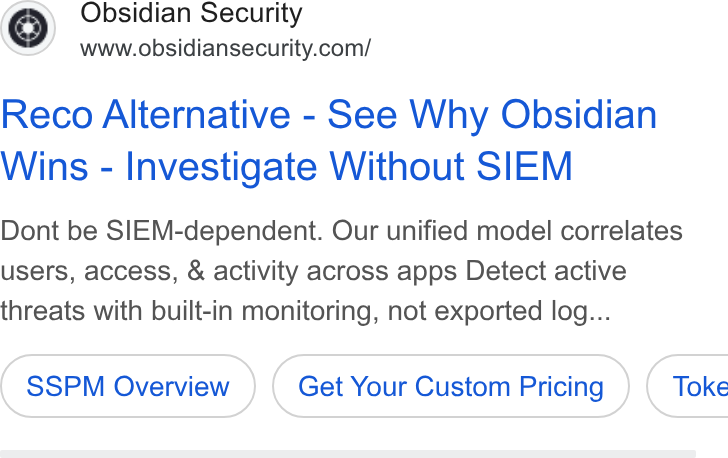 Obsidian Security ad
