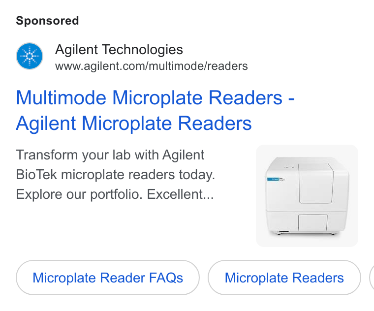 Agilent Technologies ad on Google Ads: Multimode Microplate Readers - Agilent Microplate Readers Transform your lab with Agilent | . Bio Tek microplate readers today. Explore our portfolio. Excellent... Microplate Reader FAQs Microplate Readers (