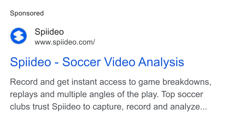 Spiideo ad on Google Ads: Spiideo - Soccer Video Analysis Record and get instant access to game breakdowns, replays and multiple angles of the play. Top soccer clubs trust Spiideo to capture, record and analyze...