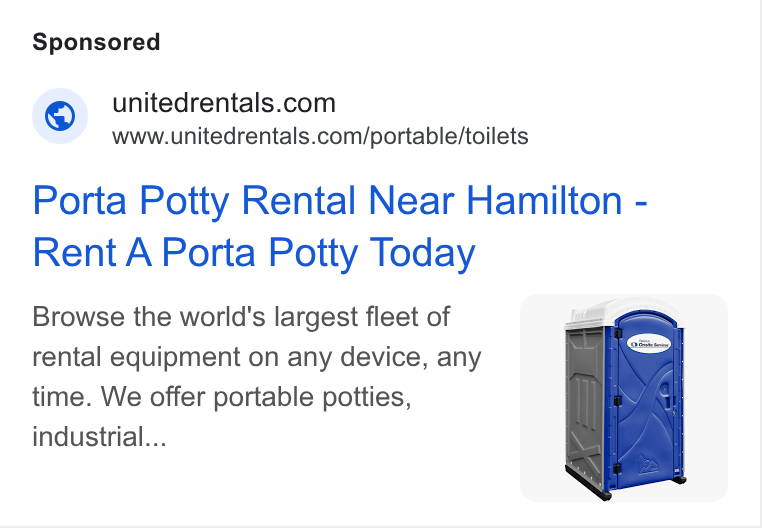 United Rentals ad on Google Ads: www.unitedrentals.com/portable/toilets Porta Potty Rental Near Hamilton - Rent A Porta Potty Today Browse the world's largest fleet of rental equipment on any device, any time. We offer portable potties, industrial...