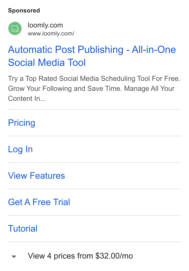 Loomly ad on Google Ads: www.loomly.com/ Automatic Post Publishing - All-in-One Social Media Tool Try a Top Rated Social Media Scheduling Tool For Free. Grow Your Following and Save Time. Manage All Your Content In... Pricing Log In View Features Get A Free Trial Tutorial View 4 prices from $32.00/mo