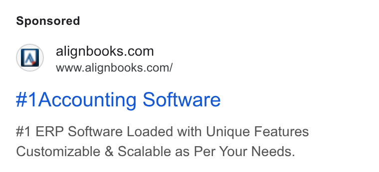 AlignBooks ad on Google Ads: www.alignbooks.com/ #1 Accounting Software #1 ERP Software Loaded with Unique Features Customizable & Scalable as Per Your Needs.