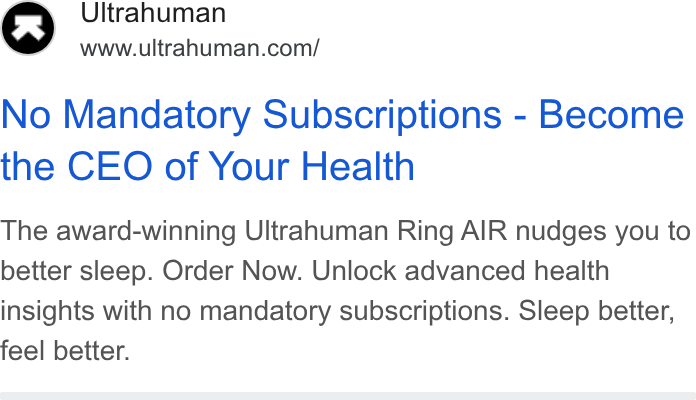 ULTRAHUMAN HEALTHCARE PRIVATE LIMITED ad creative