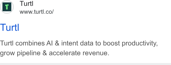 Turtl ad on Google Ads: Turtl Turtl combines Al & intent data to boost productivity, grow pipeline & accelerate revenue.