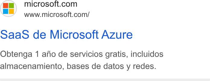 Microsoft ad on Google Ads: www.microsoft.com/ Saa S de Microsoft Azure Obtenga 1 afo de servicios gratis, incluidos almacenamiento, bases de datos y redes.