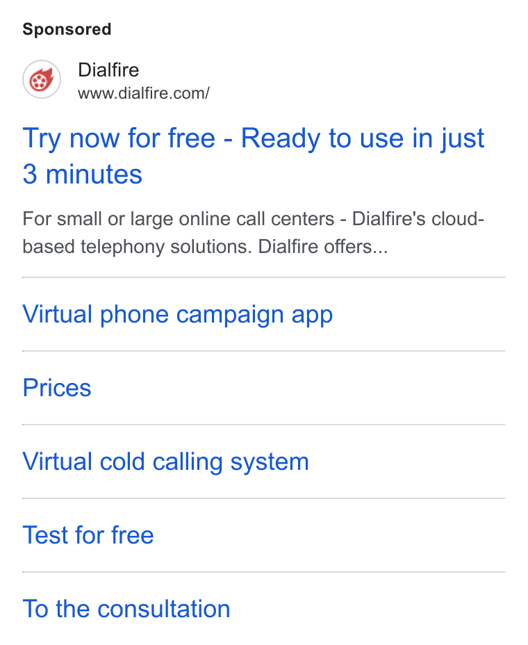 Appointlet ad on Google Ads: vn chetfre-con/ Try now for free - Ready to use in just 3 minutes For small or large online call centers - Dialfire's cloud- based telephony solutions. Dialfire offers... Virtual phone campaign app Prices Virtual cold calling system Test for free To the consultation