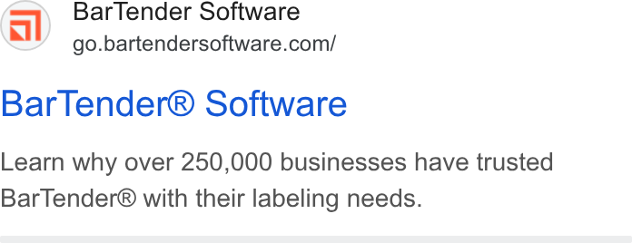 Seagull ad on Google Ads: Bar Tender® Software Learn why over 250,000 businesses have trusted Bar Tender® with their labeling needs.