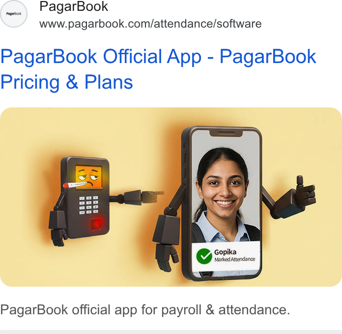 PagarBook ad on Google Ads: Pagar Book Official App - Pagar Book Pricing & Plans Pagar Book official app for payroll & attendance.