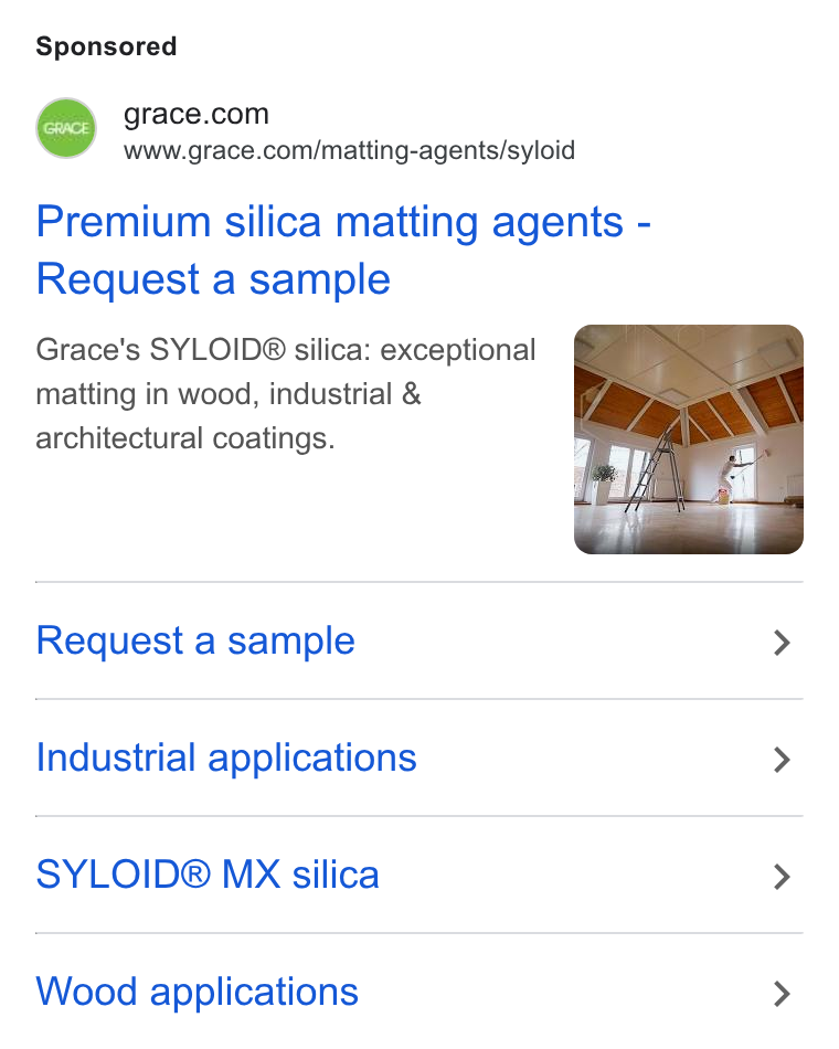 W.R. Grace ad on Google Ads: www.grace.com/matting-agents/syloid Premium silica matting agents - Request a sample Grace's SYLOID® silica: exceptional matting in wood, industrial & architectural coatings. Request a sample > Industrial applications > SYLOID® Mx X silica > Wood applications >
