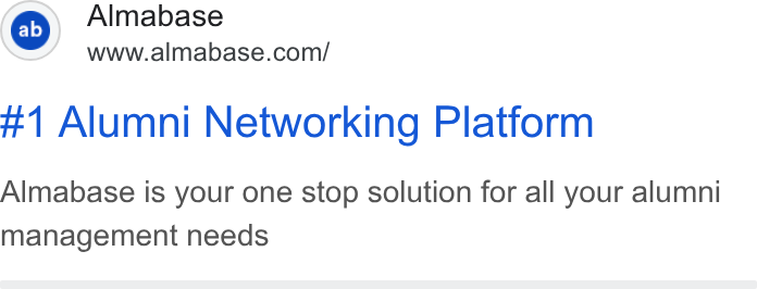 Almabase ad on Google Ads: #1 Alumni Networking Platform Almabase is your one stop solution for all your alumni management needs
