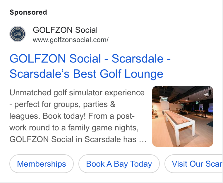 SevenRooms ad on Google Ads: GOLFZON Social - Scarsdale - Scarsdale’s Best Golf Lounge Unmatched golf simulator experience - perfect for groups, parties & leagues. Book today! From a post- work round to a family game nights, GOLFZON Social in Scarsdale has ... Memberships Book A Bay Today Visit Our Scar CS