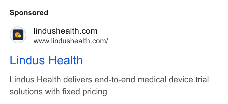 Lindus Health ad on Google Ads: a www.lindushealth.com/ Lindus Health Lindus Health delivers end-to-end medical device trial solutions with fixed pricing