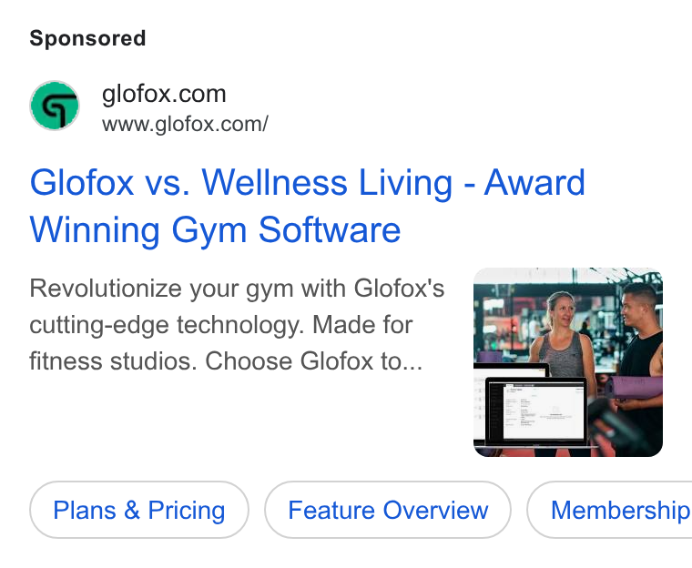 Glofox ad on Google Ads: www.glofox.com/ Glofox vs. Wellness Living - Award Winning Gym Software Revolutionize your gym with Glofox's cutting-edge technology. Made for fitness studios. Choose Glofox to... Plans & Pricing ( Feature Overview ) | Membership