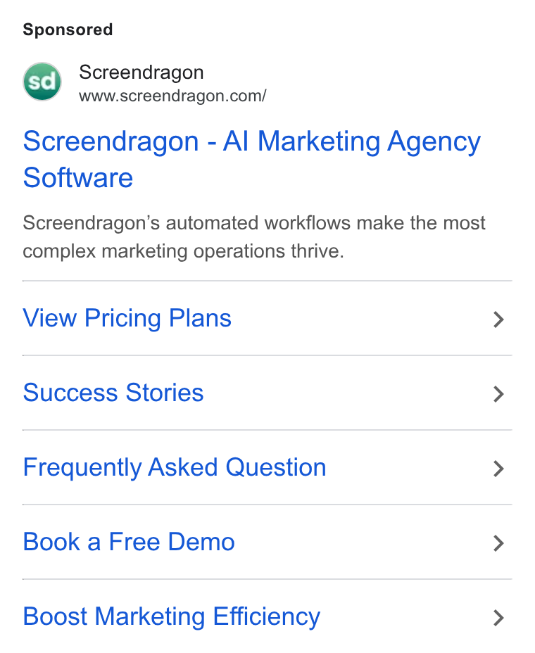 Screendragon ad on Google Ads: Screendragon - Al Marketing Agency Software Screendragon’s automated workflows make the most complex marketing operations thrive. View Pricing Plans Success Stories Frequently Asked Question Book a Free Demo Boost Marketing Efficiency