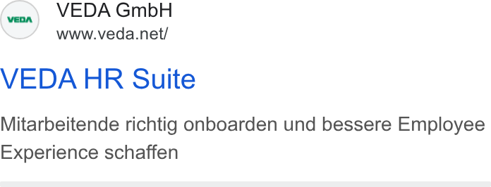 VEDA ad on Google Ads: VEDA HR Suite Mitarbeitende richtig onboarden und bessere Employee Experience schaffen