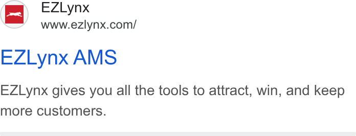 EZLynx ad on Google Ads: NU EZLynx AMS EZLynx gives you all the tools to attract, win, and keep more customers.