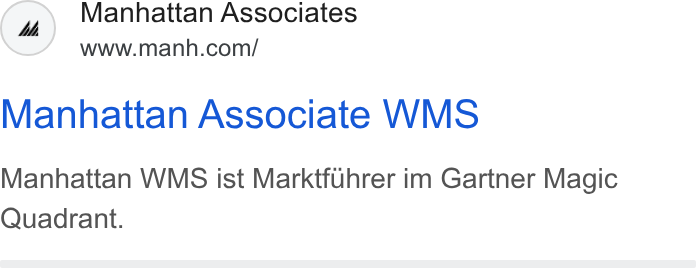 Manhattan Associates ad on Google Ads: Manhattan Associate WMS Manhattan WMS ist Marktfuhrer im Gartner Magic Quadrant.
