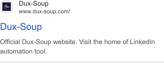 Dux-Soup ad on Google Ads: ss i Dux-Soup Official Dux-Soup website. Visit the home of Linked In automation tool.