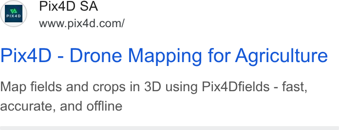Pix4D ad on Google Ads: my, Pix4D SA Pix4D - Drone Mapping for Agriculture Map fields and crops in 3D using Pix4Dfields - fast, accurate, and offline