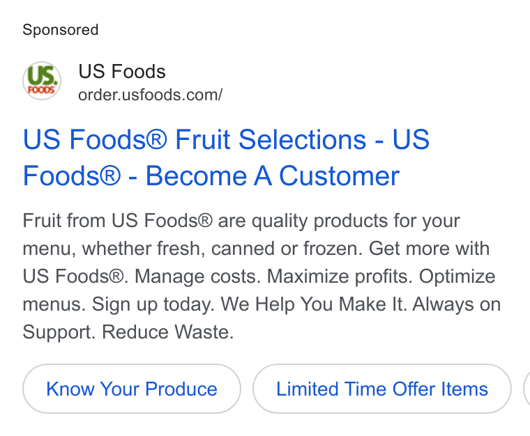 US Foods ad on Google Ads: US Foods® Fruit Selections - US Foods® - Become A Customer Fruit from US Foods® are quality products for your menu, whether fresh, canned or frozen. Get more with US Foods®. Manage costs. Maximize profits. Optimize menus. Sign up today. We Help You Make It. Always on Support. Reduce Waste. Know Your Produce Limited Time Offer Items (