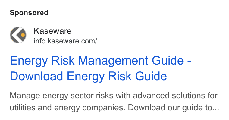 Kaseware ad on Google Ads: Energy Risk Management Guide - Download Energy Risk Guide Manage energy sector risks with advanced solutions for utilities and energy companies. Download our guide to...