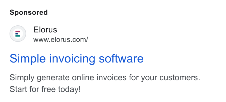 Elorus ad on Google Ads: Simple invoicing software Simply generate online invoices for your customers. Start for free today!