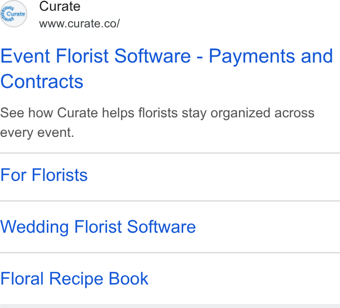 Curate ad on Google Ads: Event Florist Software - Payments and Contracts See how Curate helps florists stay organized across every event. For Florists Wedding Florist Software Floral Recipe Book
