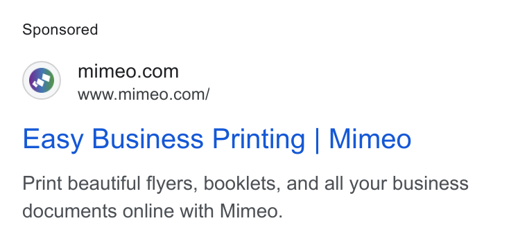Mimeo ad on Google Ads: www.mimeo.com/ Easy Business Printing | Mimeo Print beautiful flyers, booklets, and all your business documents online with Mimeo.