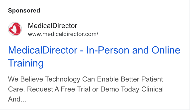 MedicalDirector ad on Google Ads: Medical Director - In-Person and Online Training We Believe Technology Can Enable Better Patient Care. Request A Free Trial or Demo Today Clinical And...