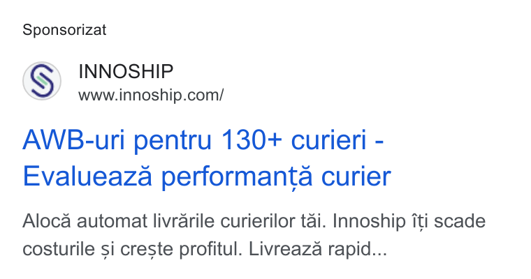 Innoship ad on Google Ads: Sponsorizat AWB-uri pentru 130+ curieri - Evalueaza performanta curier Aloca automat livrarile curierilor tai. Innoship iti scade costurile si creste profitul. Livreaza rapid...