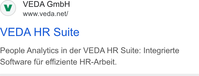 VEDA ad on Google Ads: VEDA HR Suite People Analytics in der VEDA HR Suite: Integrierte Software fur effiziente HR-Arbeit.