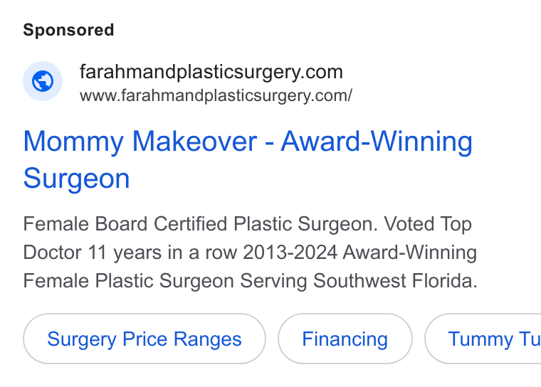 Farahmand Plastic Surgery ad creative