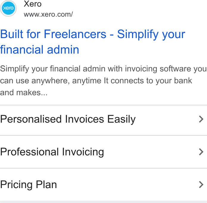 Xero ad on Google Ads: Built for Freelancers - Simplify your financial admin Simplify your financial admin with invoicing software you can use anywhere, anytime It connects to your bank and makes... Personalised Invoices Easily > Professional Invoicing > Pricing Plan >
