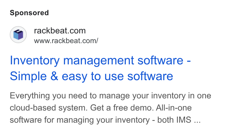 Rackbeat ad on Google Ads: www.rackbeat.com/ Inventory management software - Simple & easy to use software Everything you need to manage your inventory in one cloud-based system. Get a free demo. All-in-one software for managing your inventory - both IMS ...