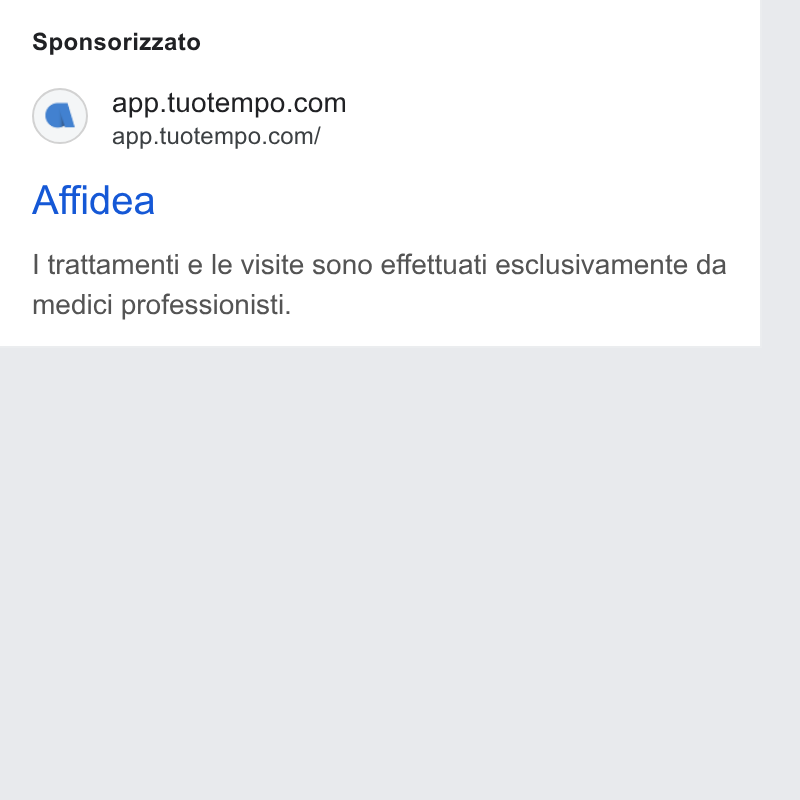 TuoTempo ad on Google Ads: app.tuotempo.com/ Affidea | trattamenti e le visite sono effettuati esclusivamente da medici professionisti.