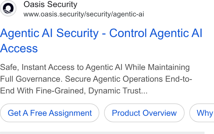 Oasis Security ad