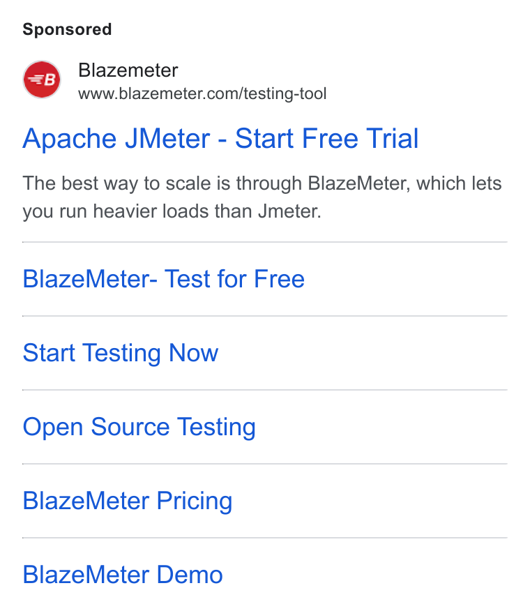 BlazeMeter ad on Google Ads: Apache JMeter - Start Free Trial The best way to scale is through Blaze Meter, which lets you run heavier loads than Jmeter. Blaze Meter- Test for Free Start Testing Now Open Source Testing Blaze Meter Pricing Blaze Meter Demo