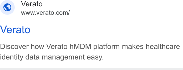 Verato ad on Google Ads: Verato Discover how Verato h MDM platform makes healthcare identity data management easy.