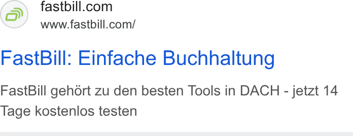 FastBill ad on Google Ads: www.fastbill.com/ Fast Bill: Einfache Buchhaltung Fast Bill gehort zu den besten Tools in DACH - jetzt 14 Tage kostenlos testen