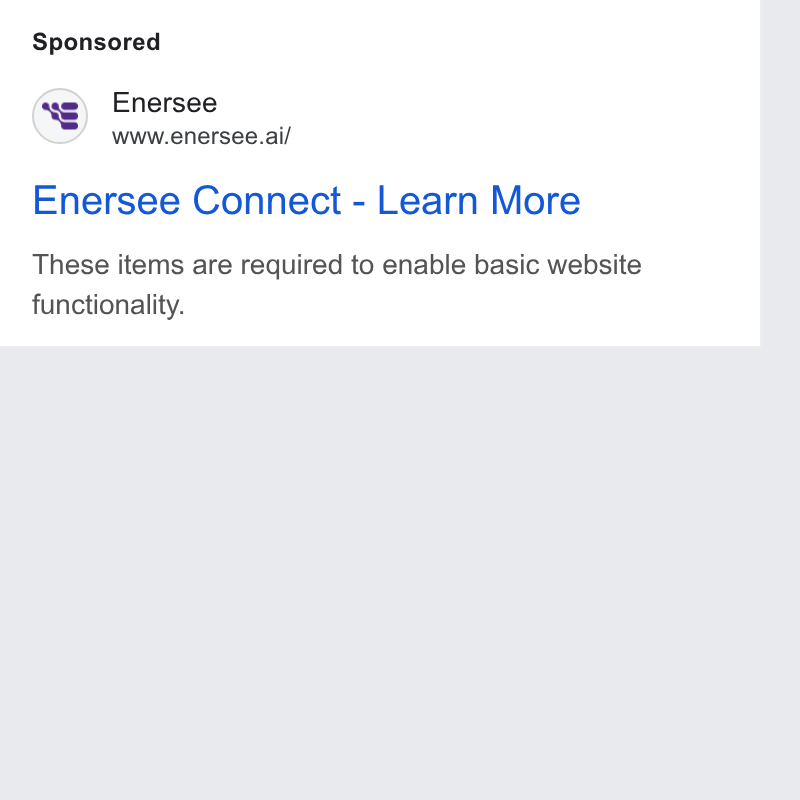 Enersee ad on Google Ads: Enersee www.enersee.ai/ Enersee Connect - Learn More These items are required to enable basic website functionality.