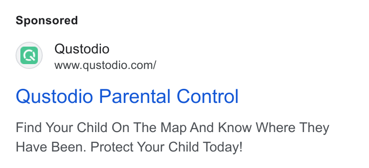 Qustodio ad on Google Ads: Qustodio Parental Control Find Your Child On The Map And Know Where They Have Been. Protect Your Child Today!