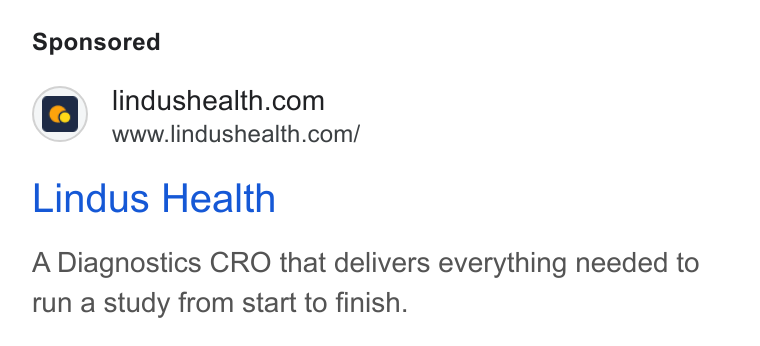 Lindus Health ad on Google Ads: www.lindushealth.com/ Lindus Health A Diagnostics CRO that delivers everything needed to run a study from start to finish.