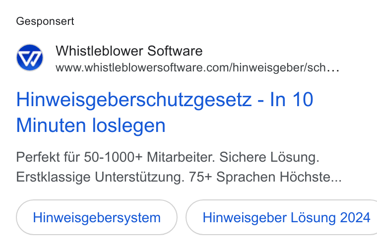 Formalize ad on Google Ads: Gesponsert Hinweisgeberschutzgesetz - In 10 Minuten loslegen Perfekt flr 50-1000+ Mitarbeiter. Sichere Lésung. Erstklassige Unterstitzung. 75+ Sprachen Héchste... Hinweisgebersystem }( Hinweisgeber Lésung 2024