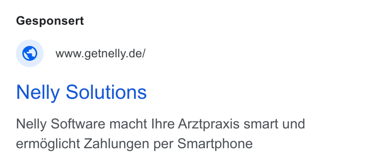 Nelly Solutions ad on Google Ads: Nelly Solutions Nelly Software macht Ihre Arztpraxis smart und ermdglicht Zahlungen per Smartphone