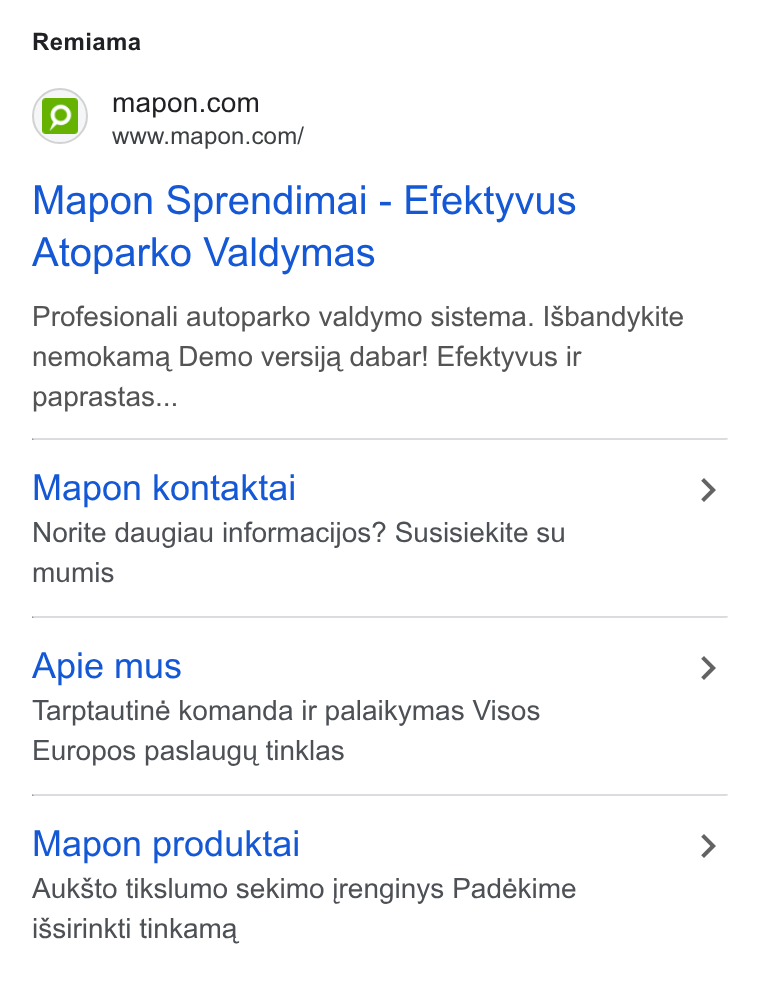 Mapon ad on Google Ads: Remiama @) rnmapon con’ Mapon Sprendimai - Efektyvus Atoparko Valdymas Profesionali autoparko valdymo sistema. ISbandykite nemokama Demo versija dabar! Efektyvus ir paprastas... Mapon kontaktai Norite daugiau informacijos? Susisiekite su mumis Apie mus Tarptautiné komanda ir palaikymas Visos Europos paslaugy tinklas Mapon produktai Auk Sto tikslumo sekimo jrenginys Padékime i Ssirinkti tinkama,