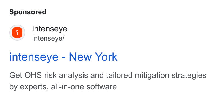 Intenseye ad on Google Ads: @ intenseye intenseye/ intenseye - New York Get OHS risk analysis and tailored mitigation strategies by experts, all-in-one software