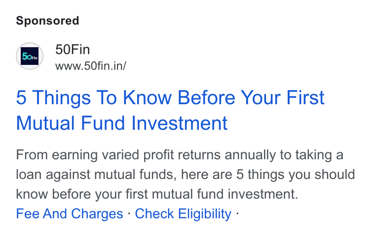 50Fin ad on Google Ads